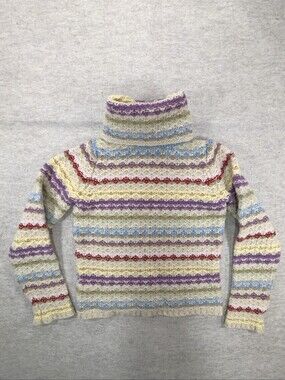 Vintage Abercrombie Wool Multicolor Long Sleeve Turtle Neck Sweater Med/Large